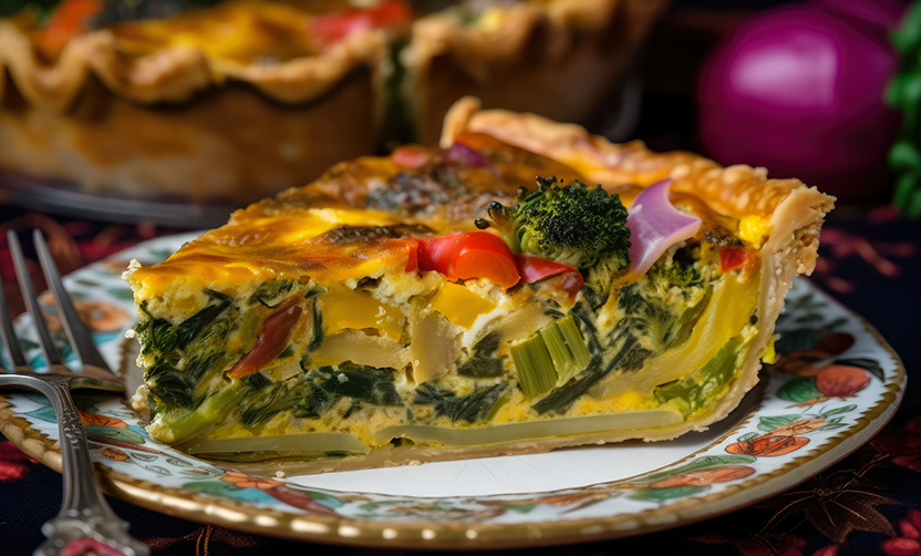 Tortas, quiches e saladas lindas